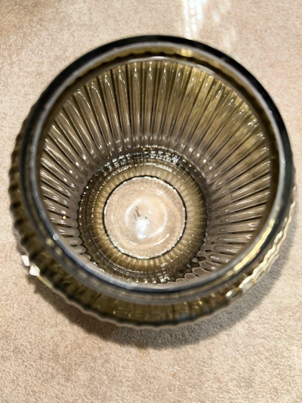 Hearth & Hand 9” Olive Ribbed Glass Cylinder Vase. This is the smaller one - Picture 6 of 8